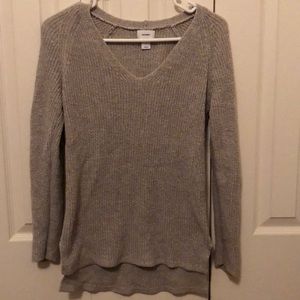 Gray V-neck sweater